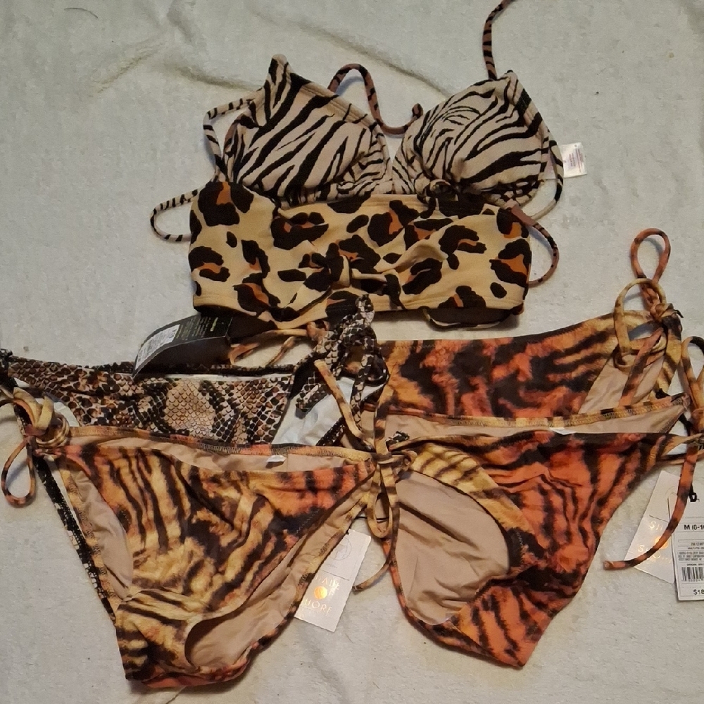 Shade & Shore, Xhilaration Wild Print Bikini Set, 4 Bottoms, 2 Tops (Swi043)
